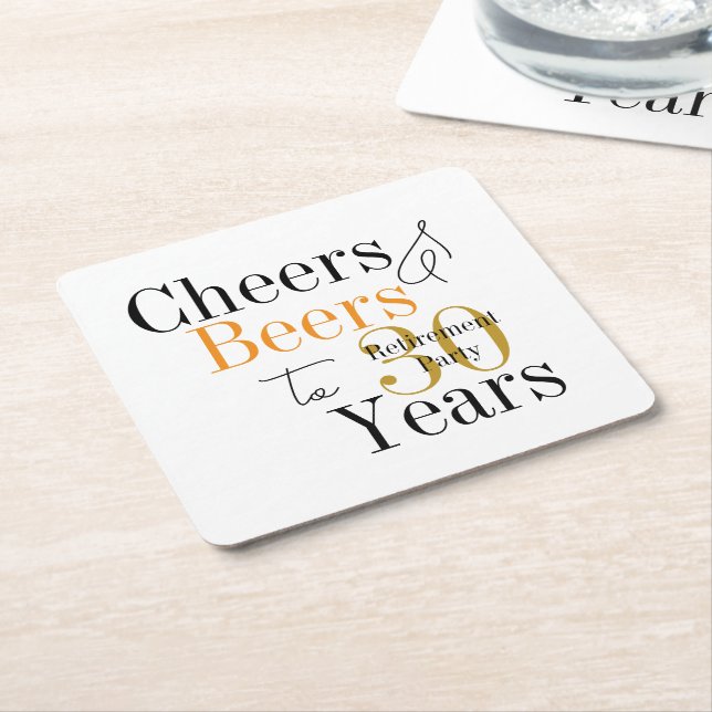 Dessous-de-verre Carré En Papier 30 Years Retirement Cheers Beers Minimal Party (Incliné)