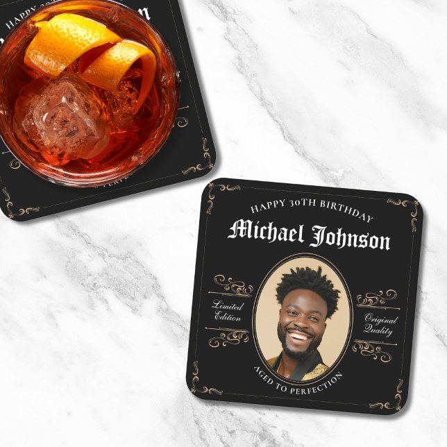 Dessous-de-verre Carré En Papier 30e anniversaire Age à la perfection Classique Vin (Mockup View)