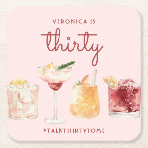 Dessous-de-verre Carré En Papier 30e anniversaire Aquarelle Dessous de verre à cock