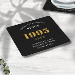 Dessous-de-verre Carré En Papier 30e anniversaire Nom 1995 Black Gold Elegant Chic<br><div class="desc">Premium 30th Birthday Black and Gold Dessous de verre de papier personnalisé - Celebration Elegance. Fêtez un anniversaire marquant dans le style avec nos dessous de verre en papier chic et de qualité supérieure, 30e anniversaire. Décorés avec goût dans des tons noir et or, ces dessous de verre apportent luxe...</div>