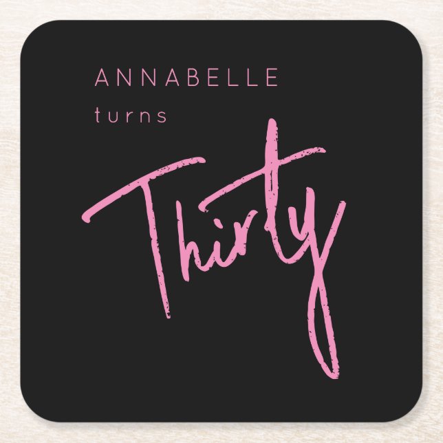 Dessous-de-verre Carré En Papier 30ème Trente-trentième anniversaire moderne (Devant)