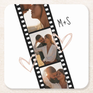 Dessous-de-verre Carré En Papier 3 Amis photo Couple BFF Film tendance minimaliste