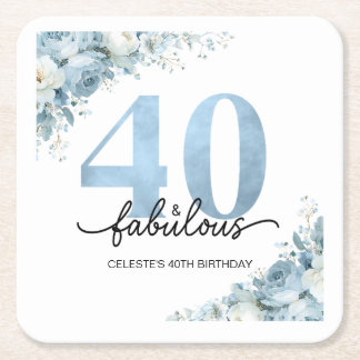 Dessous-de-verre Carré En Papier 40 ans personnalisés et fabuleux Anniversaire flor