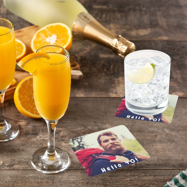 Dessous-de-verre Carré En Papier 40e anniversaire photo hommes hommes (Créateur téléchargé)