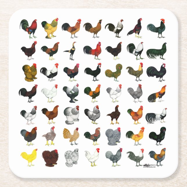 Dessous-de-verre Carré En Papier 49 Coq (Devant)