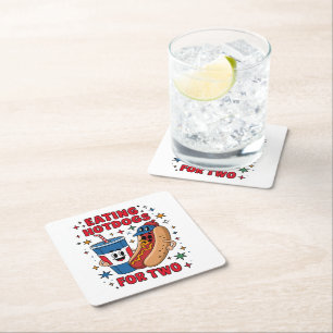 Dessous-de-verre Carré En Papier 4 juillet Mignons Hotdogs