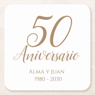 Dessous-de-verre Carré En Papier 50 Anniversaire Papier Anniversaire Espagnol Coast