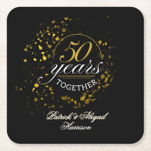 Dessous-de-verre Carré En Papier 50 Ans Ensemble Fête d'Anniversaire de Mariage d'O