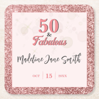 Dessous-de-verre Carré En Papier 50 et fabuleux Anniversaire Elégante Parties scint