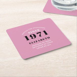 Dessous-de-verre Carré En Papier 50e anniversaire 1971 Pink Black pour sa personnal
