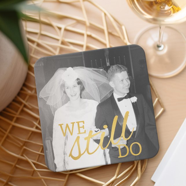 Dessous-de-verre Carré En Papier 50e anniversaire du Mariage Photo personnalisée Go (Wedding Anniversary Coasters - Personalize with a photo)