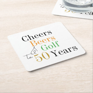 Dessous-de-verre Carré En Papier 50e anniversaire Soeurs et bières Golf Party