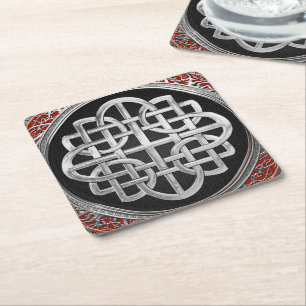 Dessous-de-verre Carré En Papier [600] Croix du noeud d'argent celtique sacré