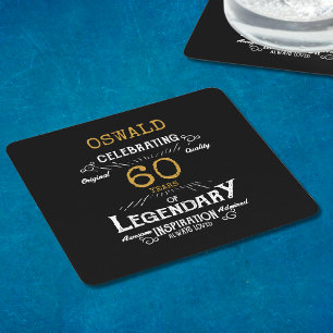 Dessous-de-verre Carré En Papier 60e anniversaire Black Gold Legendary Retro