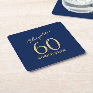 Dessous-de-verre Carré En Papier 60e anniversaire Blue Gold