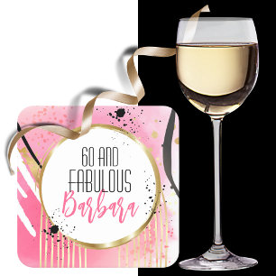 Dessous-de-verre Carré En Papier 60e anniversaire Fabulous Rose Parties scintillant