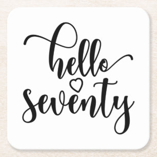Dessous-de-verre Carré En Papier 70e Anniversaire Femmes Bonjour 70 mignonnes 70 an