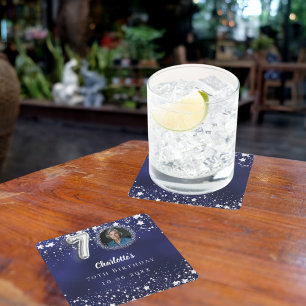 Dessous-de-verre Carré En Papier 70e anniversaire marine bleu argent étoiles photo