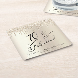 Dessous-de-verre Carré En Papier 70e anniversaire Parties scintillant Gold