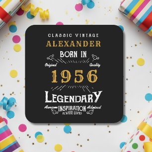 Dessous-de-verre Carré En Papier 70e anniversaire personnalisé 1956 Légende Vintage