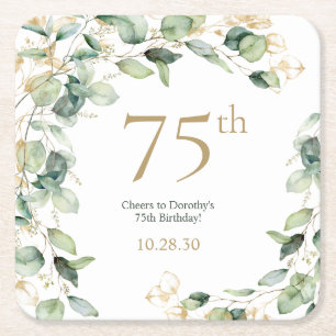 Dessous-de-verre Carré En Papier 75e anniversaire Eucalyptus
