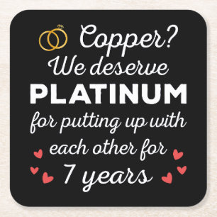 Dessous-de-verre Carré En Papier 7e anniversaire Mariage I - Couple amusant en cuiv