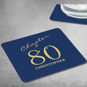 Dessous-de-verre Carré En Papier 80e anniversaire Blue Gold Chapitre 80