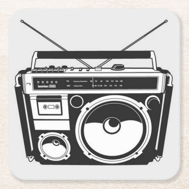 Dessous-de-verre Carré En Papier 80s Boombox Grey (Devant)