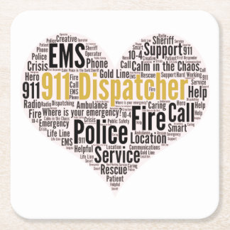 Dessous-de-verre Carré En Papier 911 Dispatcher Word Cloud