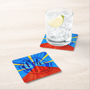 Dessous-de-verre Carré En Papier 974 Ile de la Réunion - Drapeau réunionnais