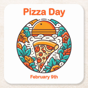 Dessous-de-verre Carré En Papier 9 février - Pizza Day