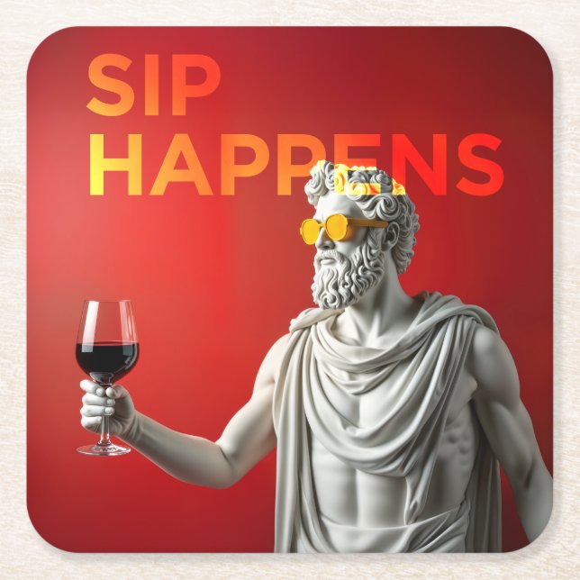 Dessous-de-verre Carré En Papier A bold and modern “Sip Happens” coaster (Devant)