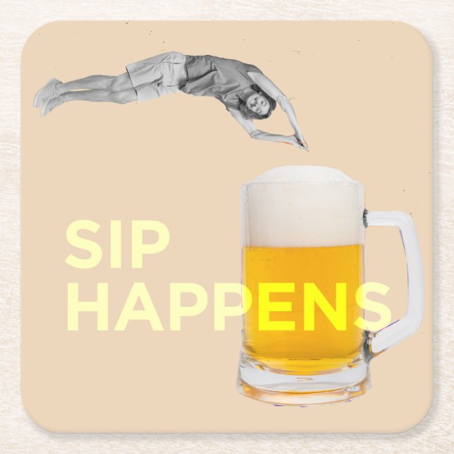 Dessous-de-verre Carré En Papier A fun “Sip Happens” coaster (Devant)