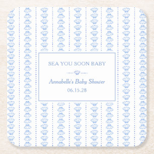 Dessous-de-verre Carré En Papier À la mer bientôt bébé ! Shower de bébé plage côtiè