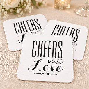 Dessous-de-verre Carré En Papier À l'amour mariage noir et blanc