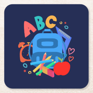DESSOUS-DE-VERRE CARRÉ EN PAPIER ABC
