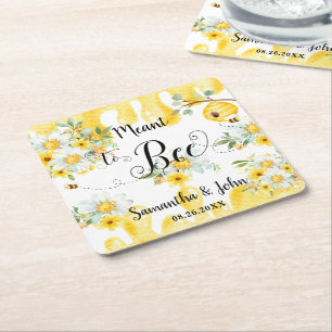 Dessous-de-verre Carré En Papier Abeilles de miel Jaune Mariage floral Signifie Abe