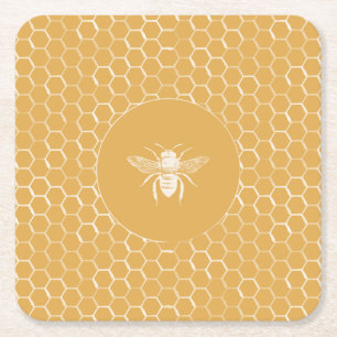 Dessous-de-verre Carré En Papier Abeilles et Golden Honeycomb Motif