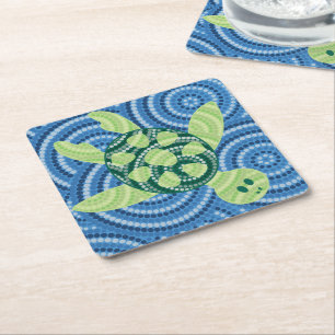 Dessous-de-verre Carré En Papier Aboriginal turtle