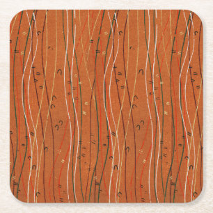 Dessous-de-verre Carré En Papier Abstrait japonais Wavy Red Stripes