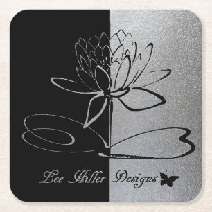 Dessous-de-verre Carré En Papier Accents de logo Lee Hiller Designs Noir et Inox