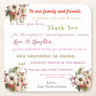 Dessous-de-verre Carré En Papier Accueil Mariage amusant