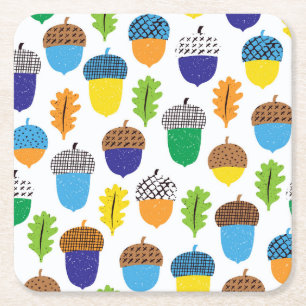 Dessous-de-verre Carré En Papier Acorn Automne : Motif Vintage.