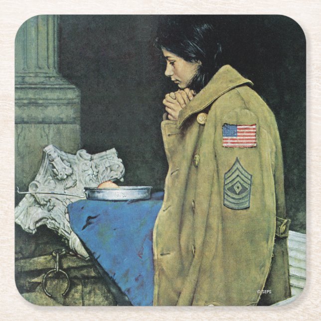 Dessous-de-verre Carré En Papier Action de grâces pour les réfugiés (Devant)