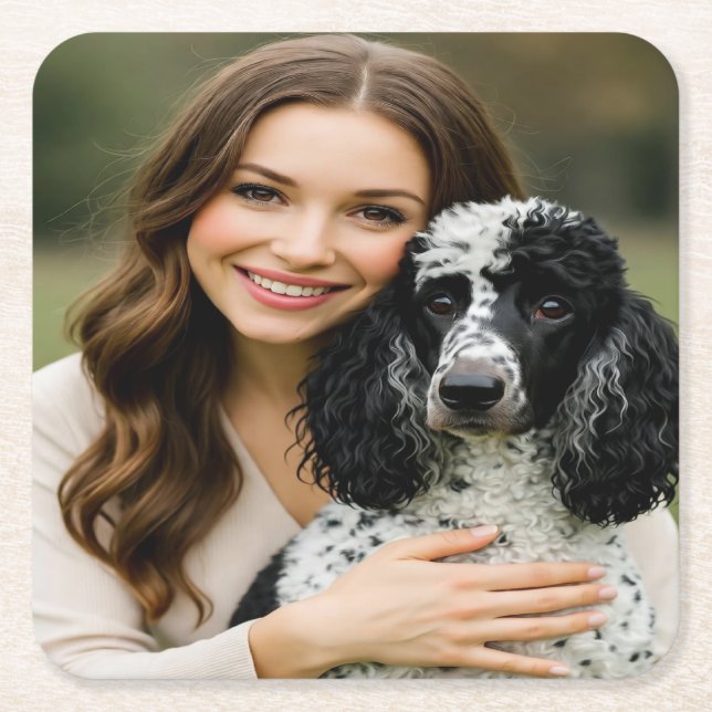 Dessous-de-verre Carré En Papier Add Poddle Photo Personalize Customize (Devant)