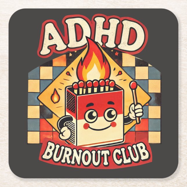 Dessous-de-verre Carré En Papier adhd burnout club  (Devant)