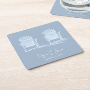 Dessous-de-verre Carré En Papier Adirondack Chaises De Plage Dusty Bleu Blanc Maria