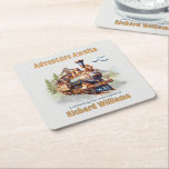 Dessous-de-verre Carré En Papier Adventure Retirement Vintage Train Mountains<br><div class="desc">All aboard for a retirement celebration like no other! Our coasters,  adorned with a majestic vintage steam train winding its way through breathtaking mountains,  invites guests to embark on a memorable journey of laughter,  reminiscence,  and joyous festivities.</div>