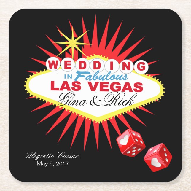 Dessous-de-verre Carré En Papier Affiche de bienvenue Las Vegas | CHOISIR LA COULEU (Devant)