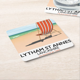 Dessous-de-verre Carré En Papier Affiche de Lytham St Annes Lancashire au bord de l